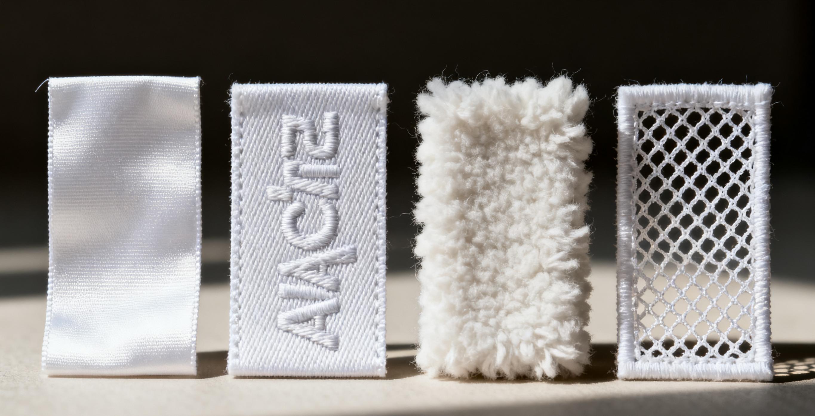 High-quality woven fabric labels detail